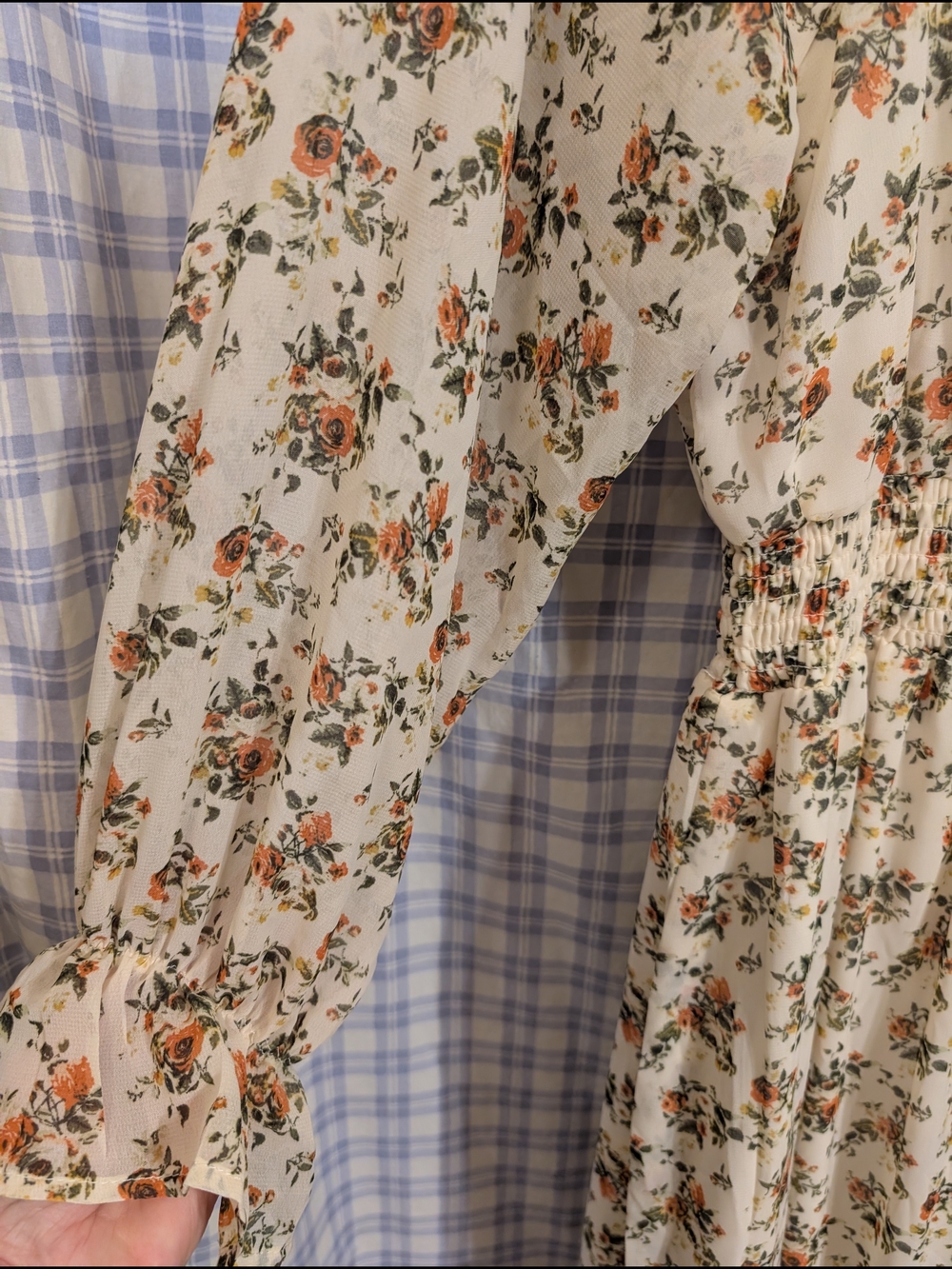 Justify Cream Maxi Dress with Orange & Green Floral Print - Picture 4 of 8